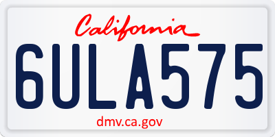 CA license plate 6ULA575