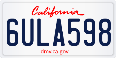CA license plate 6ULA598