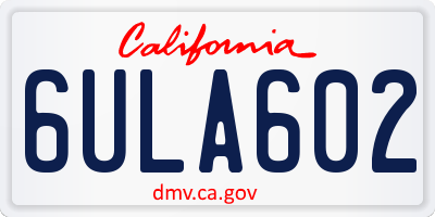 CA license plate 6ULA602