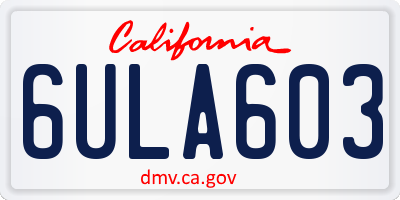 CA license plate 6ULA603