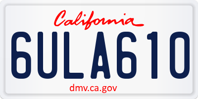 CA license plate 6ULA610