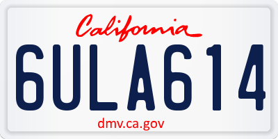 CA license plate 6ULA614