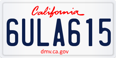 CA license plate 6ULA615