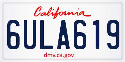 CA license plate 6ULA619