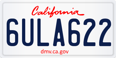 CA license plate 6ULA622