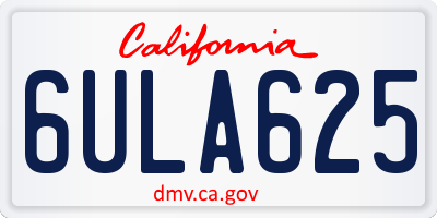 CA license plate 6ULA625