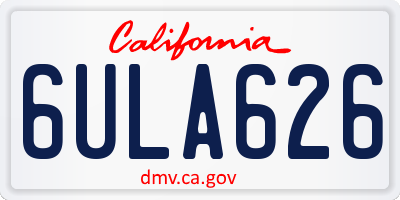 CA license plate 6ULA626