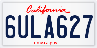 CA license plate 6ULA627