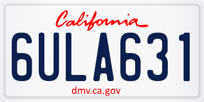 CA license plate 6ULA631