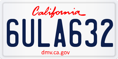 CA license plate 6ULA632