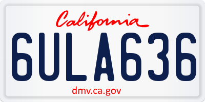 CA license plate 6ULA636