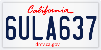 CA license plate 6ULA637