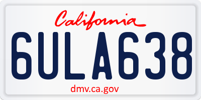 CA license plate 6ULA638