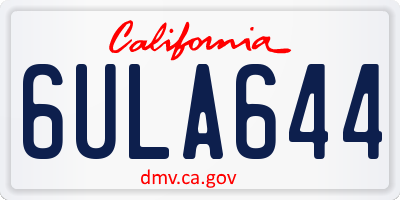 CA license plate 6ULA644