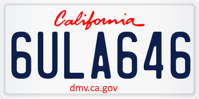 CA license plate 6ULA646