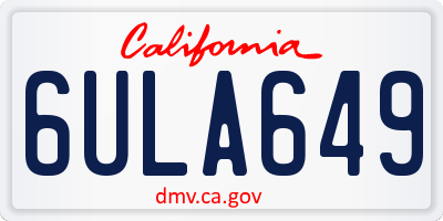 CA license plate 6ULA649