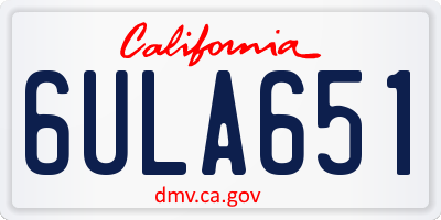 CA license plate 6ULA651