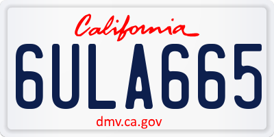 CA license plate 6ULA665
