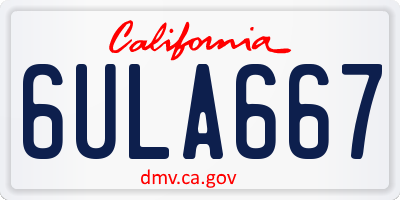 CA license plate 6ULA667