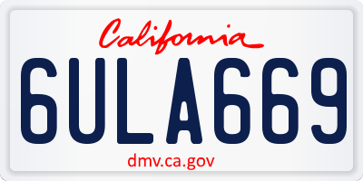 CA license plate 6ULA669