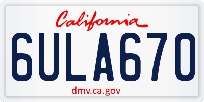 CA license plate 6ULA670