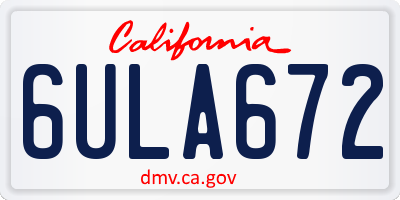 CA license plate 6ULA672