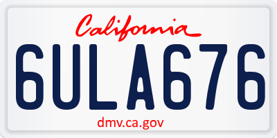 CA license plate 6ULA676