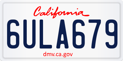 CA license plate 6ULA679