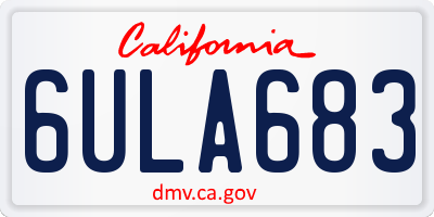 CA license plate 6ULA683