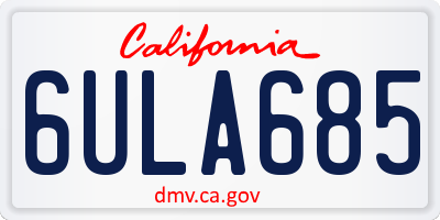 CA license plate 6ULA685