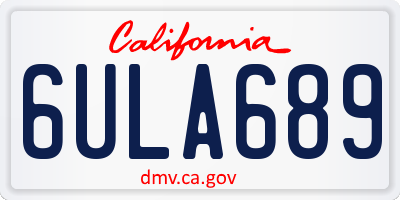 CA license plate 6ULA689