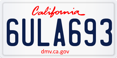 CA license plate 6ULA693