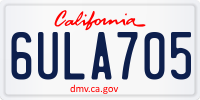 CA license plate 6ULA705