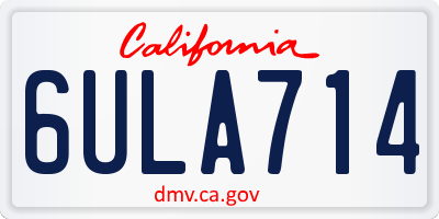 CA license plate 6ULA714