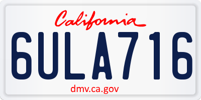CA license plate 6ULA716