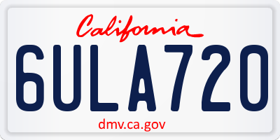 CA license plate 6ULA720