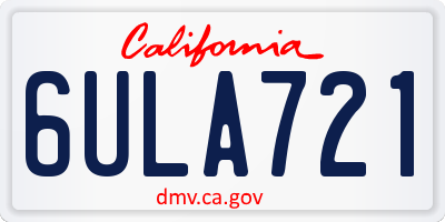 CA license plate 6ULA721