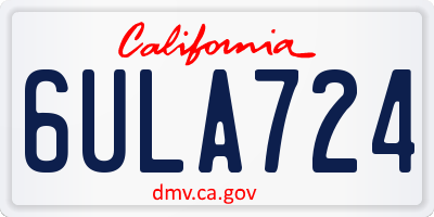CA license plate 6ULA724