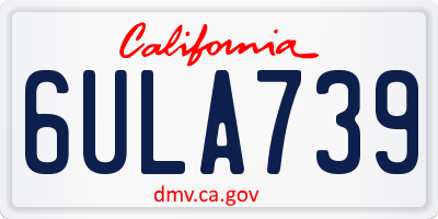 CA license plate 6ULA739