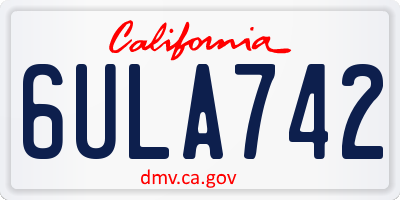 CA license plate 6ULA742