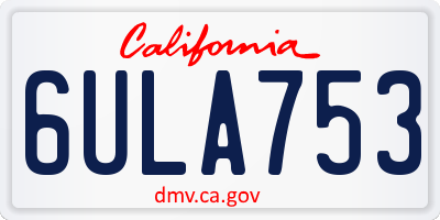 CA license plate 6ULA753