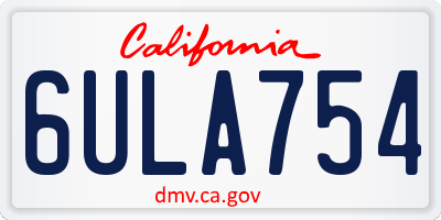CA license plate 6ULA754