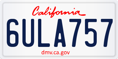 CA license plate 6ULA757