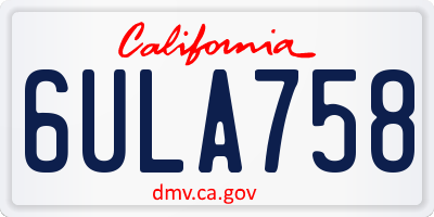 CA license plate 6ULA758
