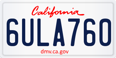 CA license plate 6ULA760
