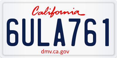CA license plate 6ULA761