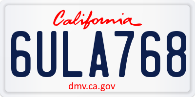 CA license plate 6ULA768