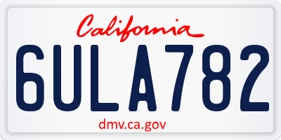 CA license plate 6ULA782
