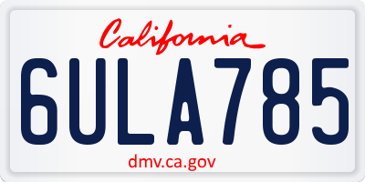 CA license plate 6ULA785