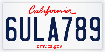 CA license plate 6ULA789
